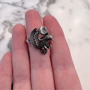 ManiaMania hawk eagle moon ring size 8